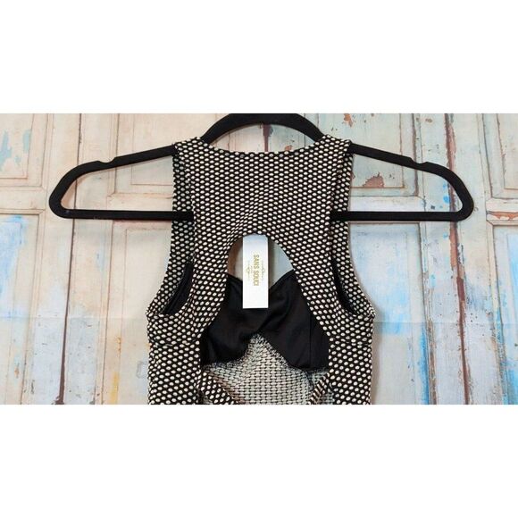 Sans Souci Womens Size Small White Black Sleeveless Sweetheart Neck Peplum Top - Picture 7 of 9